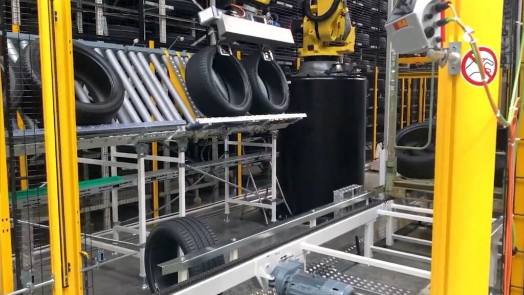 Showcase of tire depalletization powered by Photoneo's 3D vision to reach 720 tires/hour throughput
