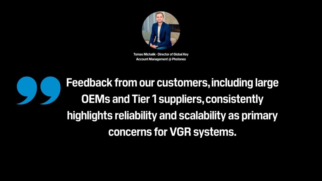 An expert quote about key challenges in automotive automation and bin picking by Tomas Michalik, Photoneo's Director of Global Key Account Management
