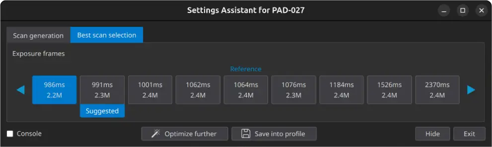 New GUI for Settings Assistant 1.1 in PhoXi Control 1.17